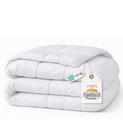 Threads+ Twin Comforter, 64 x 88  250 GSM, Soft, Plush Microfiber (1 Pack White)
