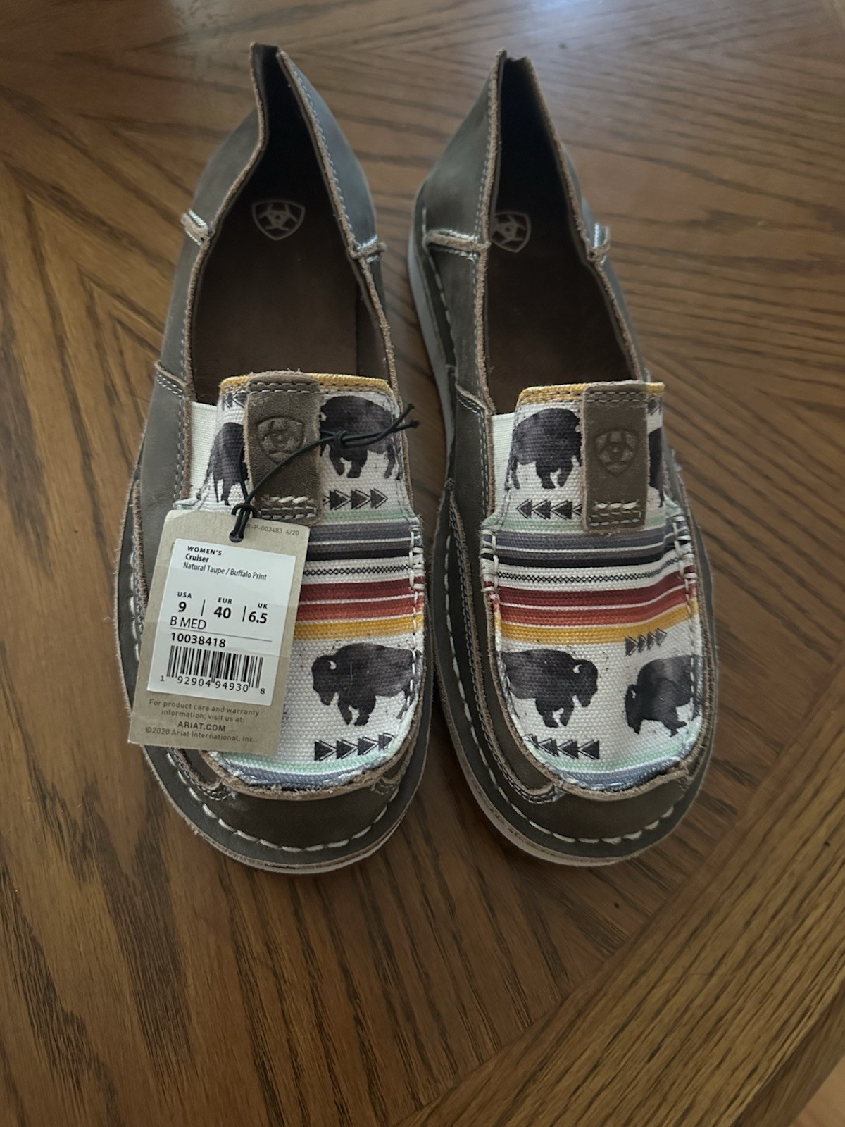 Ariat Women Slip On Shoes Size 9 B Buffalo Print Brown Leather