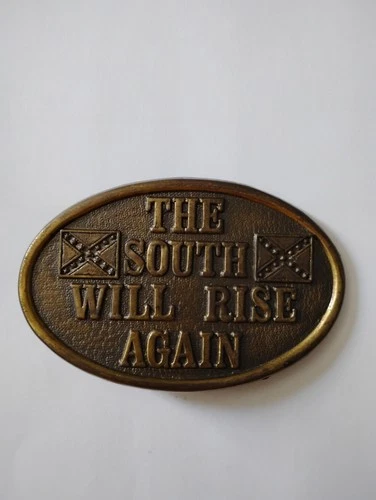 Confederate States Brass  Belt Buckle -  The South will Rise Again