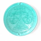 Vintage Astrology Blenko Glass Suncatccher Libra Aqua Blue 7.5"