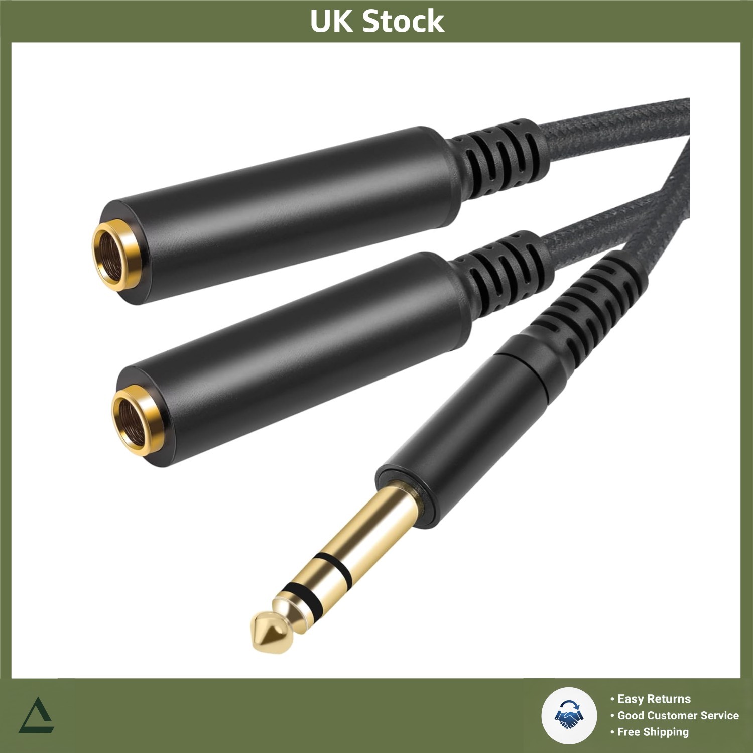 Stereo Audio Splitter Y Cable 1/4"" Male to Dual 1/4"" Female 12 Inch 1 Pk