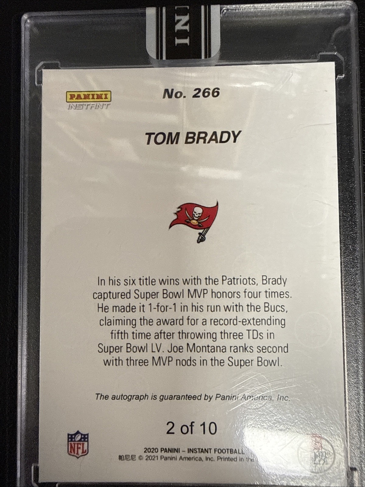 2020 NFL Panini Instant Tom Brady #266 auto Super Bowl LV MVP SP 2/10 RARE view 11