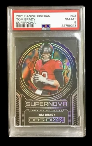 2021 panini obsidian #S3 tom brady; supernova /35 prizm insert PSA 8  CASE HIT