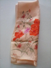 vintage scarf 100 silk Vera Neumann 50x10  Stunning Bright floral Japan