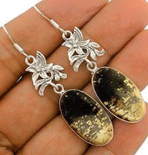 Natural Pyrite In Magnetite 925 Solid Sterling Silver Earrings