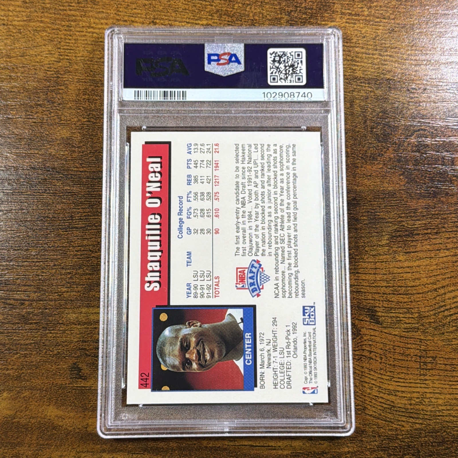 1992 HOOPS #442 SHAQUILLE O'NEAL ROOKIE RC - PSA 9 Magic  view 4