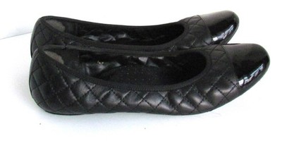 VANELI  Quilted Ballet Slippers Women's  10W Shoes Flats with Patent Cap Toe 