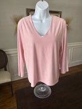 JEAN-PIERRE KLIFA Light Pink V-Neck Long Sleeve Blouse Top Size Large