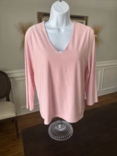 JEAN-PIERRE KLIFA Light Pink V-Neck Long Sleeve Blouse Top Size Large