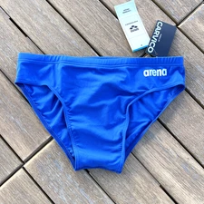 Arena men royal blue logo team Swim Brief bikini swimwear size 36