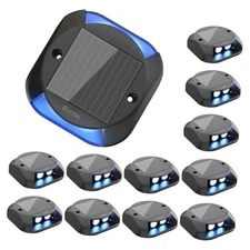  Solar Deck Lights Outdoor Waterproof IP65 12 Pack Dock Lights, Solar Blue
