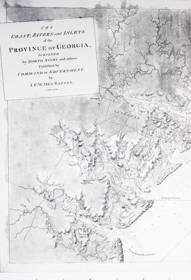 КАРТА БРИТАНСКОЙ КОЛОНИИ ГРУЗИИ 1780 ДЕПАРТАМЕНТ ВОЕННО-МОРСКОГО ФЛОТА США (1972) - Изображение 2 из 4