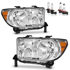 Headlights W/Bulbs for 2007-2013 Toyota Tundra/2008-2017 Sequoia Fits 12-14 ...