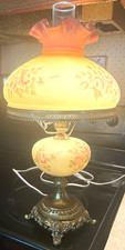 Fenton Burmese Hand Painted Table Lamp Late 70's