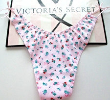 VICTORIA'S SECRET PINK Cotton High Leg Thong Panty S M L Tie Bow NWT Ruffle VS