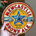 [2D Flat] Vintage Newcastle Brown Ale Beer Tin Metal Signs 8X8 Inch Aluminum Wal
