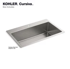 KOHLER Cursiva Stainless Steel 33 in. Single Bowl Drop-in Kitchen Sink