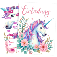 8 Einladungskarten Kindergeburtstag Einhorn - Einladung Jungen & MäDchen #92