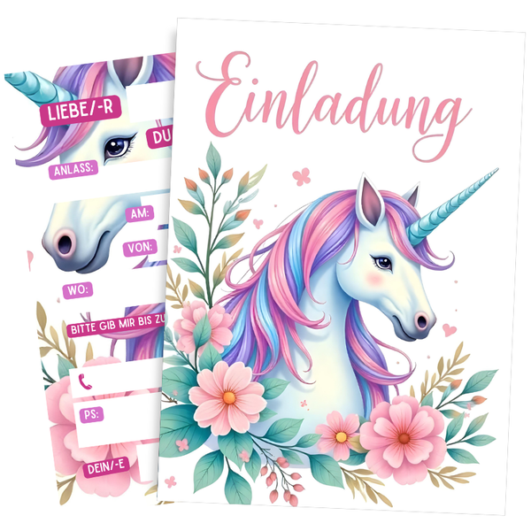8 Einladungskarten Kindergeburtstag Einhorn - Einladung Jungen & MäDchen #92-image