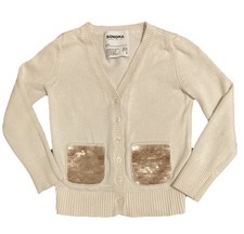 Girls Sonoma Ivory Button Metallic Sequin Poc...
