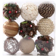 9pcs 3.5Inch Christmas Decorative Ball Orb Rattan Ball Rattan Woven Orbs Sphe...