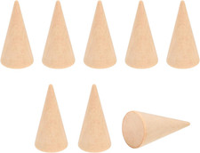 Wood Cone Ring Holder, 8Pcs Wooden Finger Jewelry Ring Display Stand Organizer W