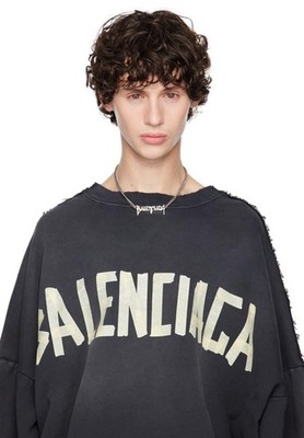 Balenciaga Typo Metal Necklace Silver with Dust Bag G2U