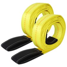 Durable 2 Pack 10ft Lifting Straps - Heavy Duty 12,400 lbs Capacity for Recovery