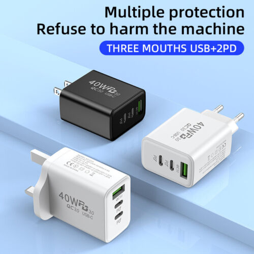 40W Fast Dual USB-C PD Charger Adapter For iPhone 15 Pro Max 15 Plus 14 13 12 11 - Picture 1 of 15