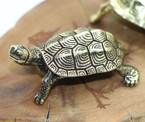 Chinesische Messing Schildkröte Tier Statue kleine Skulptur Tischfigur Schildkröte Geschenk - Bild 1 von 3