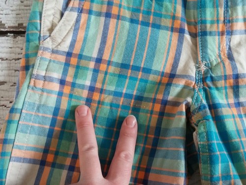 Pantalones Cortos GAP KIDS 6 Niños Naranja Azul a Cuadros, Cintura Ajustable NUEVO - NUEVO CON ETIQUETAS 6 - Imagen 2 de 2