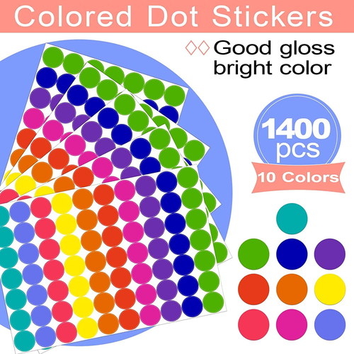 1400 PCS Colored Dot Stickers round Color Coding Labels Polka Circle Dot Label S - Picture 3 of 12