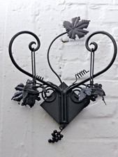 Applique in ferro battuto per elettrificare 2 steli - foglie di vite e uva