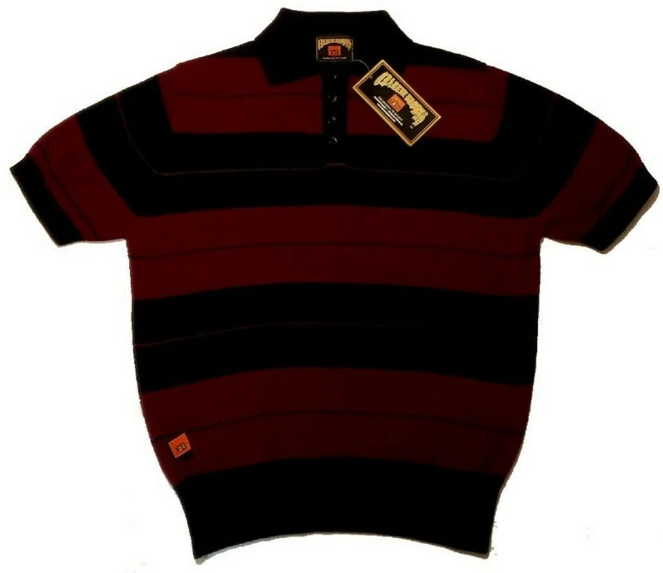 FB COUNTY CHARLIE BROWN MENS POLO SHIRT BLACK BURGUNDY LOWRIDER CHICANO OG CHOLO