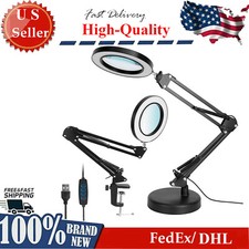 8X Magnifier LED Lamp Magnifying Glass Desk Table Light Reading Lamp With Clamp