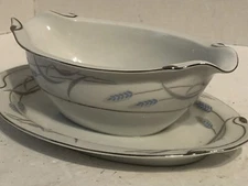 VTG Valmont China Royal Wheat Gravy Boat with Attached Underplate