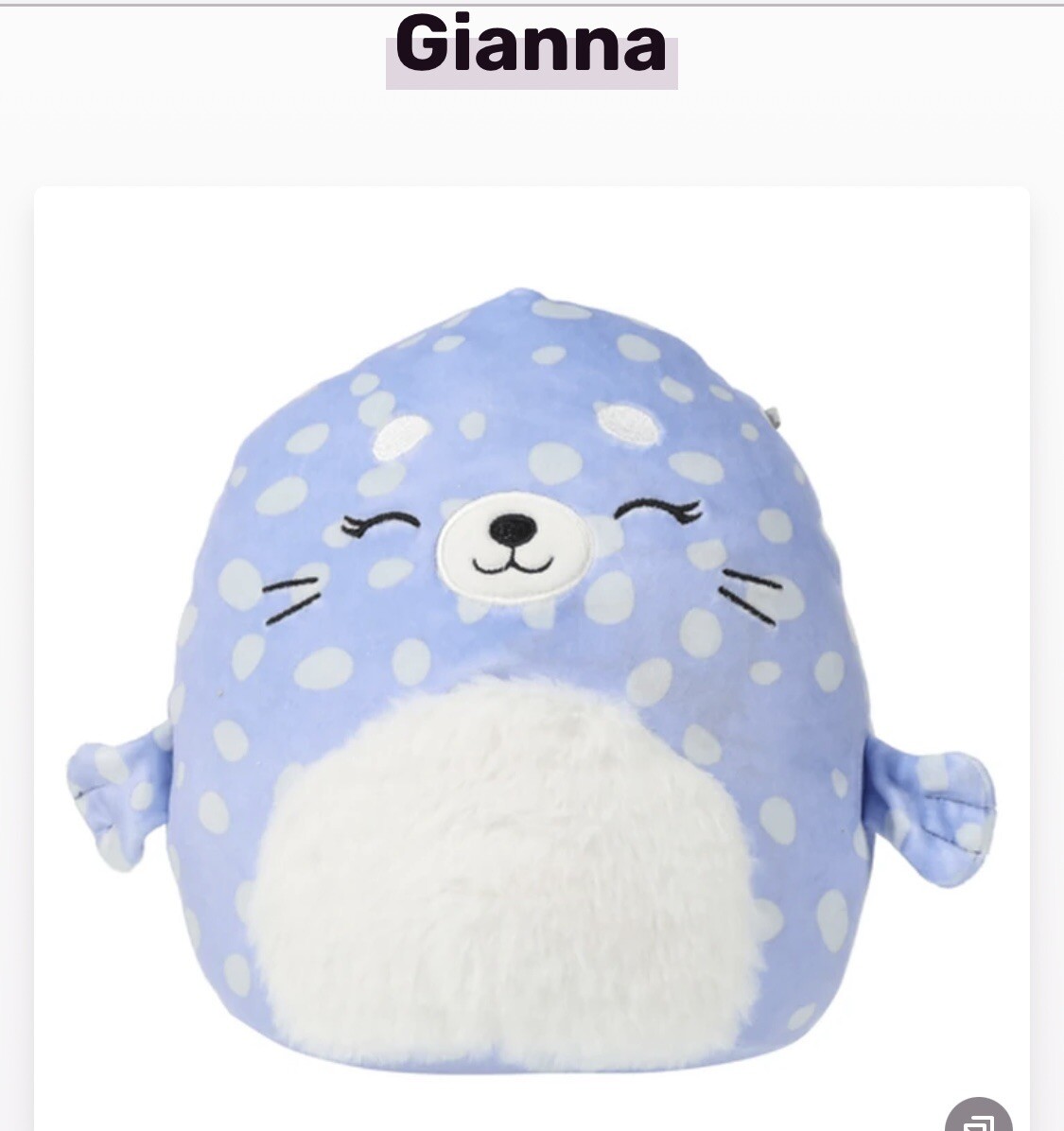 Squishmallows Gianna the Spotted Seal 7.5