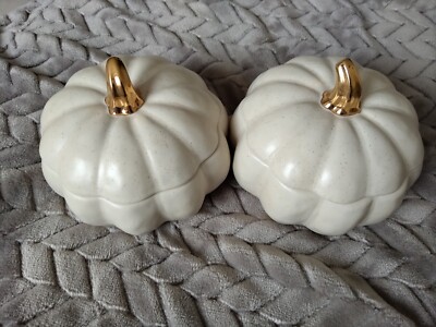 Matalan Deckel Kürbis Schale Ornamente x 2 natürliche gesprenkelte Oberfläche 