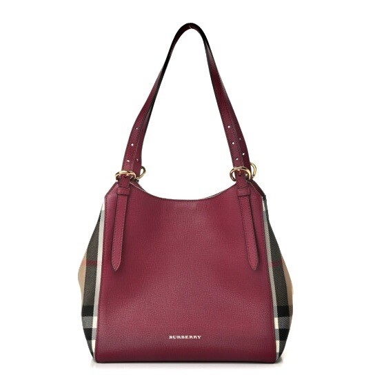 NWT Burberry House Check Derby Leather Small Canterbury Tote