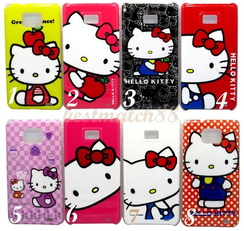 FOR SAMSUNG GALAXY S2 cute hello kitty purple hot pink white for i9100 / i777 - Afbeelding 1 van 24