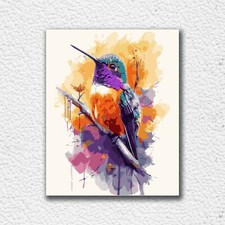 Premium Quality Paint By Numbers Kit: Colorful Hummingbird. KitArtUS