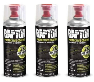RAPTOR UP4885 White Bedliner 13.02 Oz 2K Aerosol, 400ml (3 Pack)