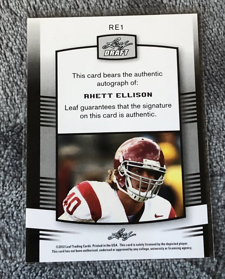 2012 Leaf Football Young Stars Rhett Ellison RE1  Auto - Image 2 of 3