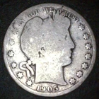 1905-S Barber Silver Half Dollar Coin Scarce Date #9963