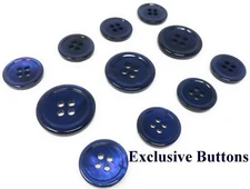 Navy Blue Mother Of Pearl Buttons Set (MOP) For Suit, Blazer, or Sportcoat