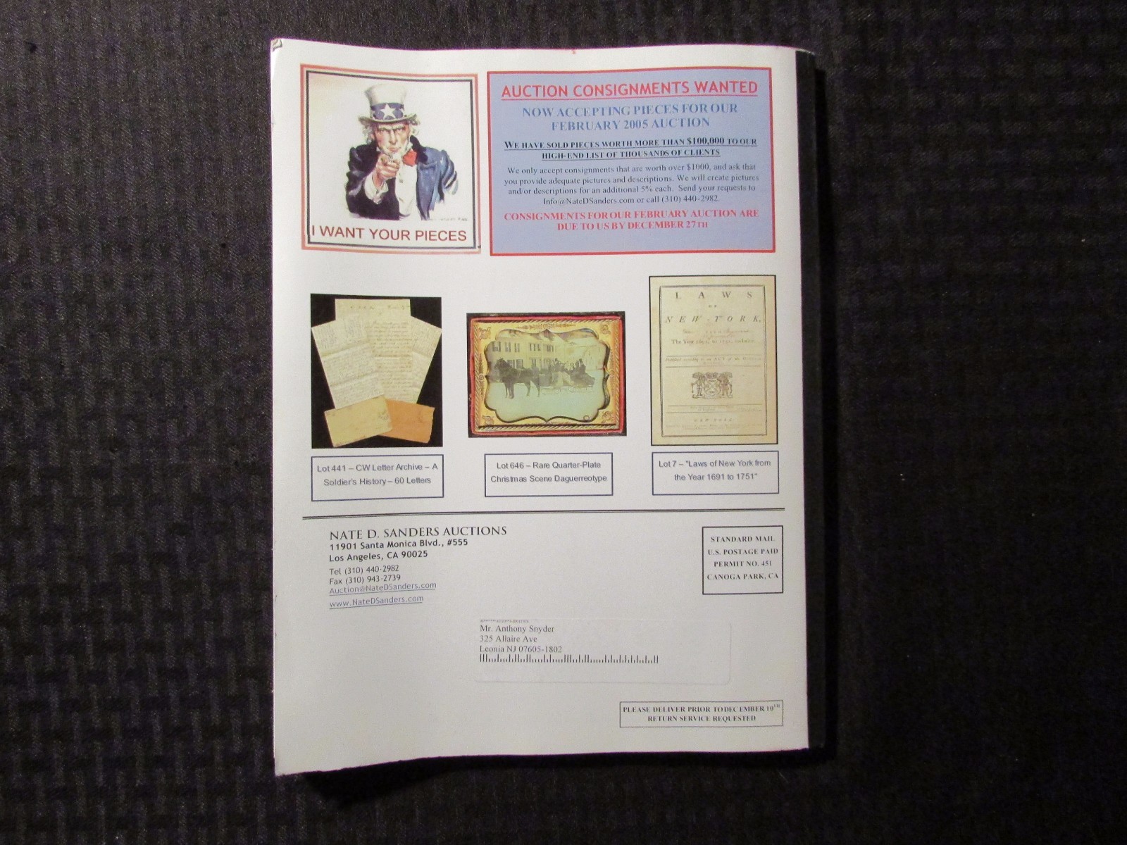 2004 Dec Nate Sanders Autographs Rare Books & Art Auction Catalog FN+ 6.5 |  eBay