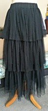 Black Pretty Little Thing Netted And Beaded Skirt PLT Gorgeous Size 10 BN
