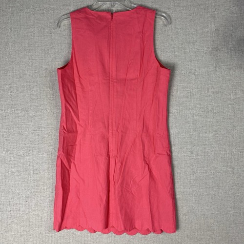 J Crew Dress Womens 8 Pink Linen Cotton Mini Shift Sleeveless Scallop Hem FLAW - Picture 9 of 11