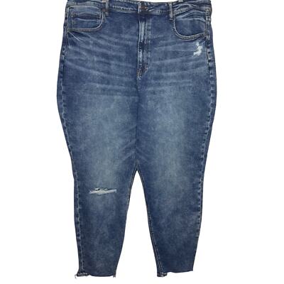 American Eagle Highest Rise Mom Jeans Size 24 Dark Clouds Distressed Frayed Hem