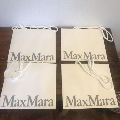 4 Max Mara Grey Logo Empty Glossy Paper Shopping Gift Bags 9 1/2'' 8 1/2  H x 5''